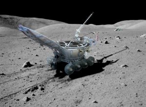 луноход на поверхности Луны, реалистичный стиль