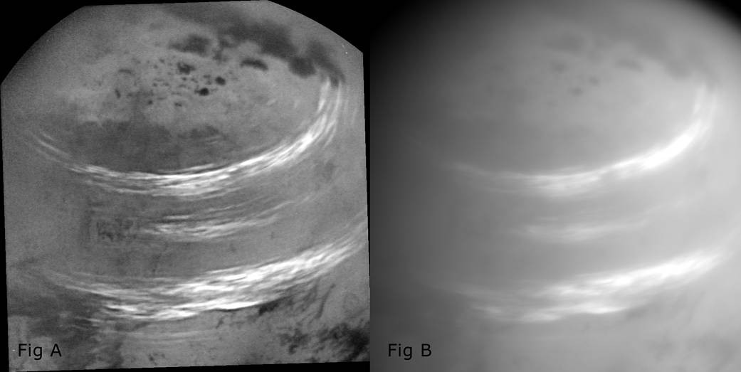 облака на Титане снимки Cassini