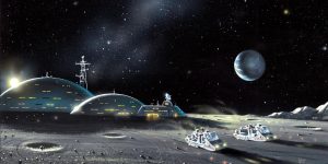 будущее базы на Луне, научный стиль, архитектурный дизайн