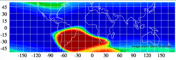 Splitting South Atlantic Anomaly satellite data visualization