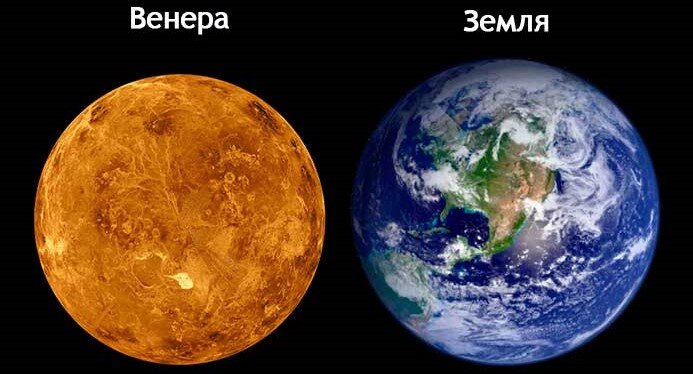 сравнение Земли и Венеры схема